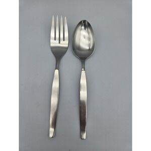 Oneida Community Frostfire Stainless Satin Solid Serving Spoon & Meat Fork
